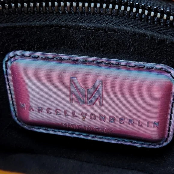 MARCELL VON BERLIN MAXI CROSSBODY BAG ORANGE CROC CROC EMBOSSED GLOSSY LEATHER - Picture 10 of 11